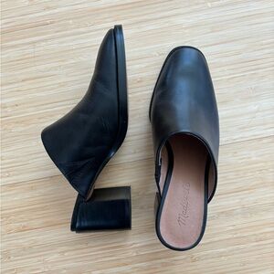Madewell Heeled Mules in True Black Leather